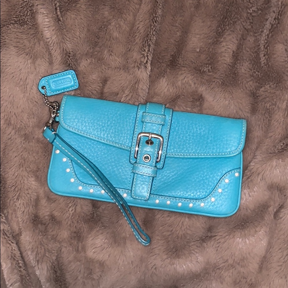 Turquoise Coach Wristlet